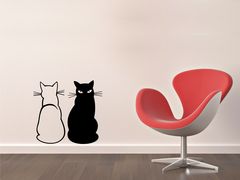 черная кошка, белый кот 62х58см