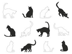 черно-белые кошки 12шт по 15см